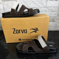 Medicated Suede Leather Stealth Sandals - Beige & Brown