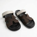 Medicated Suede Leather Stealth Sandals - Beige & Brown