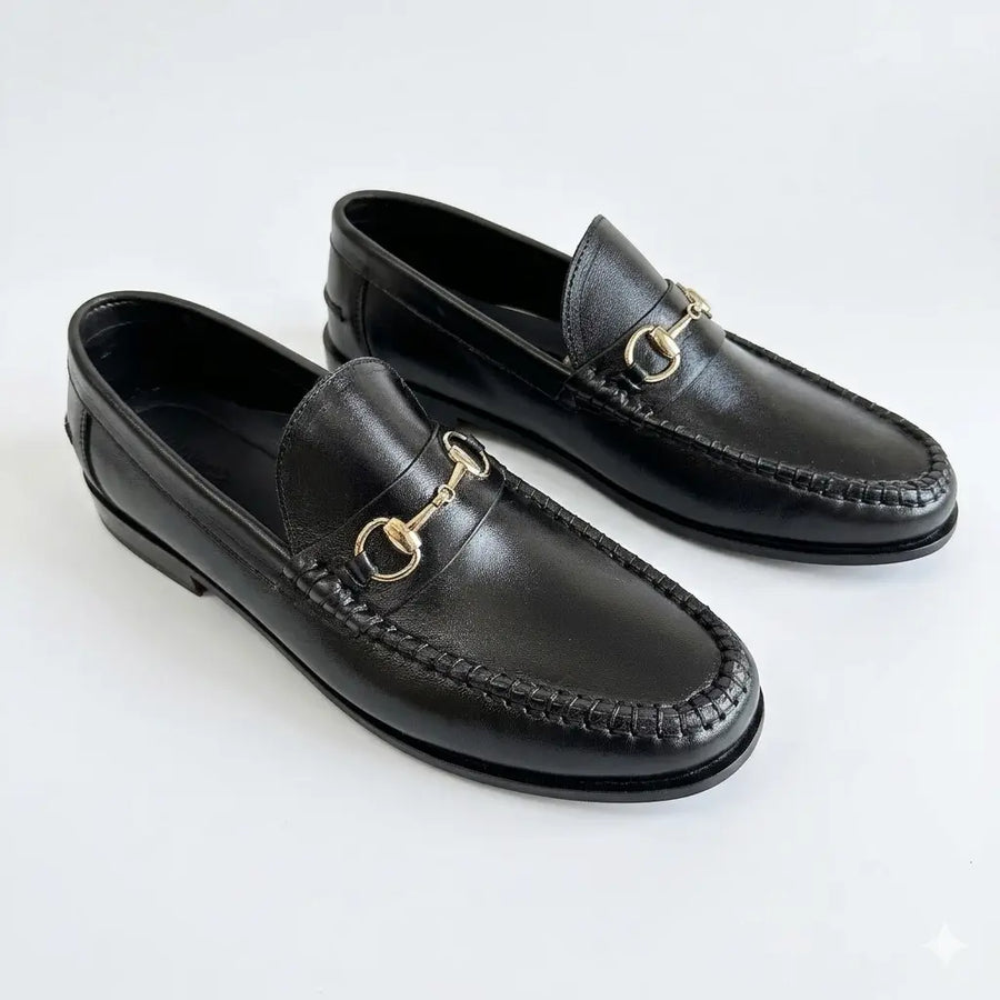 Horsebit Classic Leather Loafers - Black
