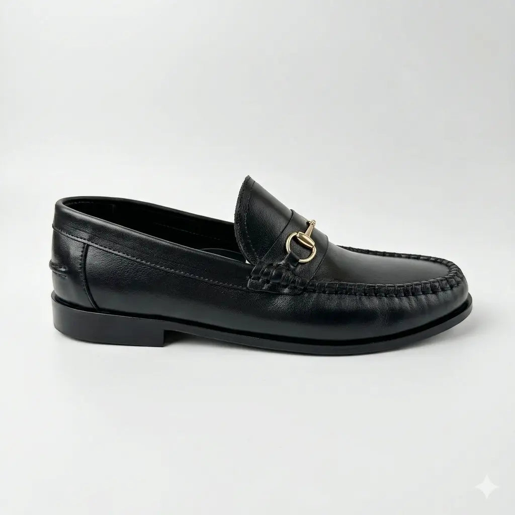 Horsebit Classic Leather Loafers - Black