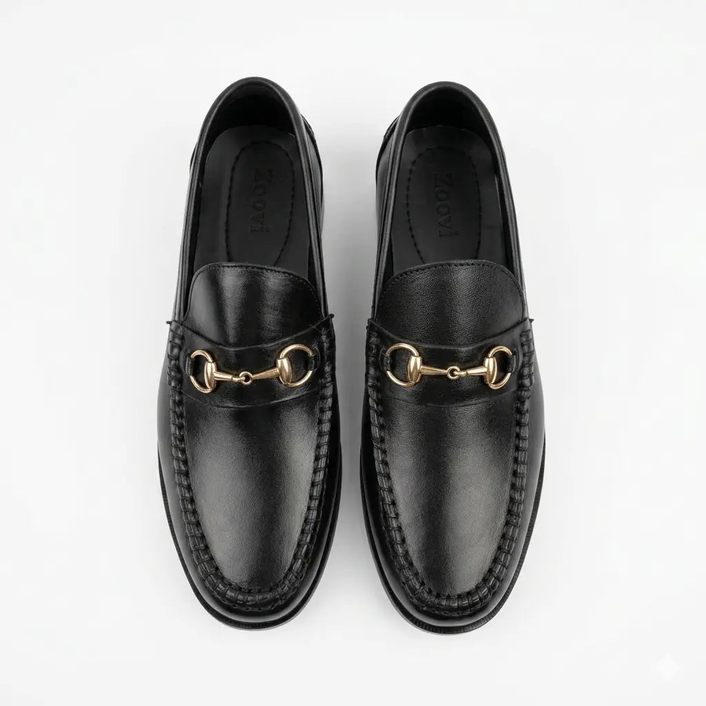 Horsebit Classic Leather Loafers - Black