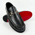 Leather Croc Horsebit Vintage Loafers - Black