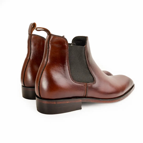 Italian Cut Down Toe Leather Chelsea - Brown