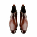 Italian Cut Down Toe Leather Chelsea - Brown