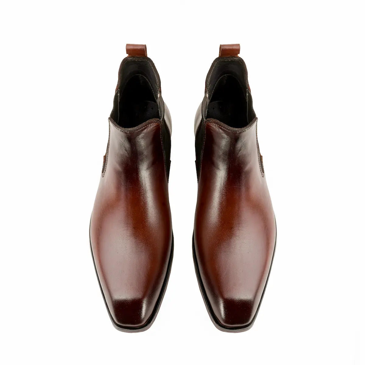 Italian Cut Down Toe Leather Chelsea - Brown