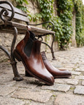 Italian Cut Down Toe Leather Chelsea - Brown