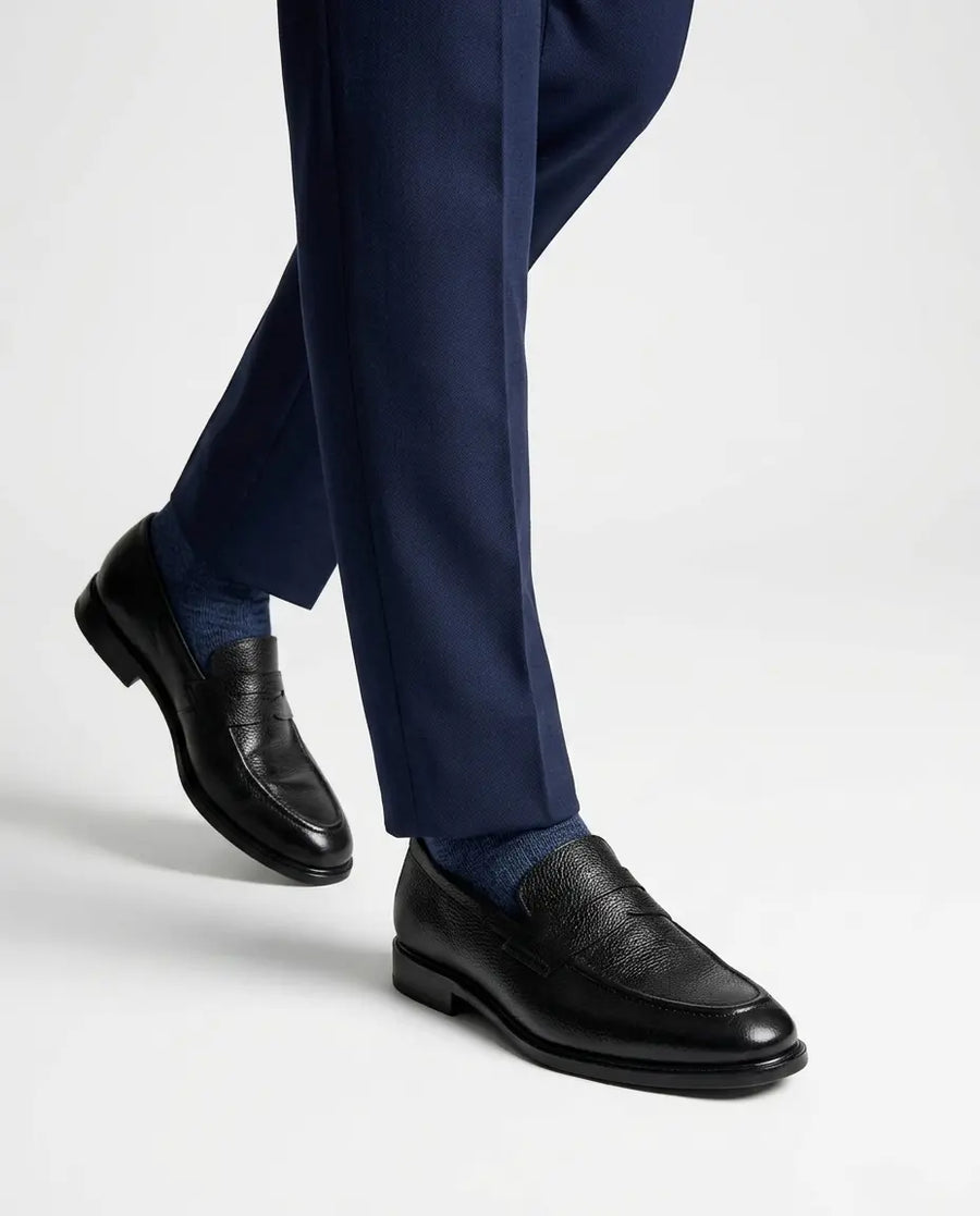Executive Leather Penny Loafer - Black