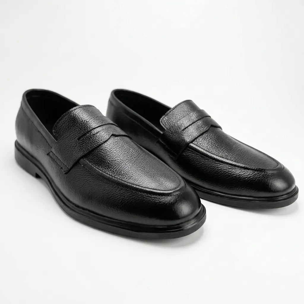 Executive Leather Penny Loafer - Black