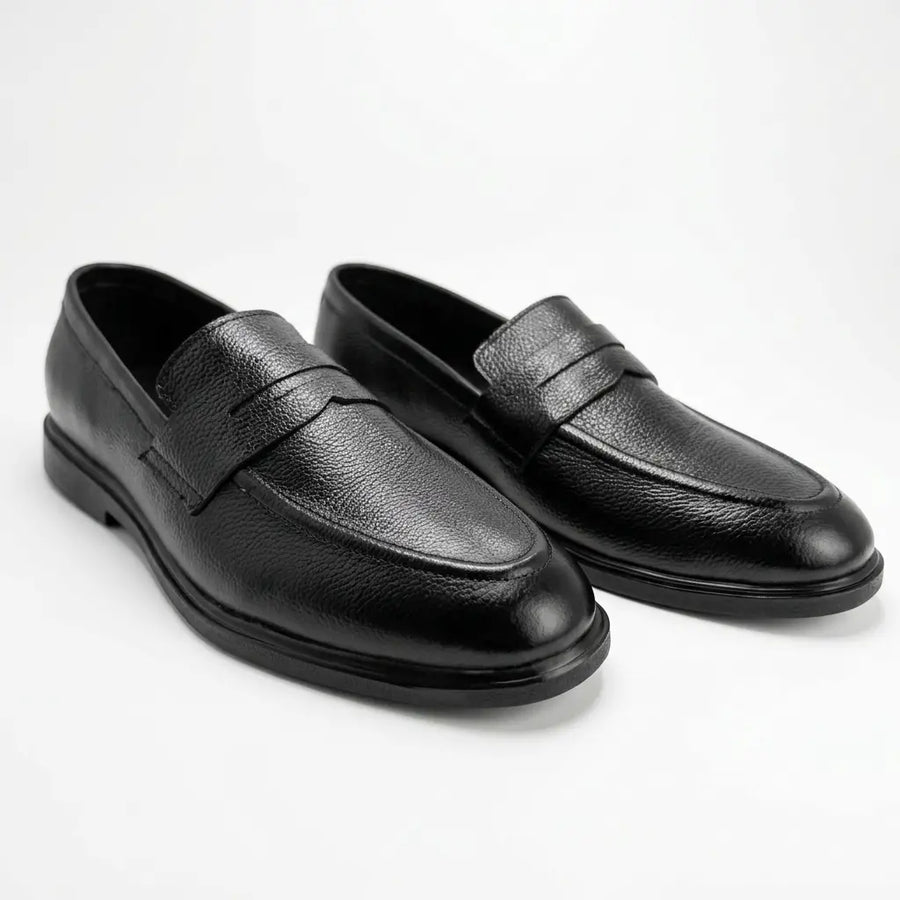 Executive Leather Penny Loafer - Black