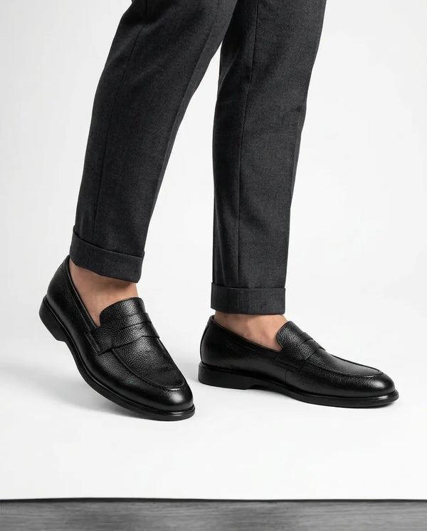 Executive Leather Penny Loafer - Black