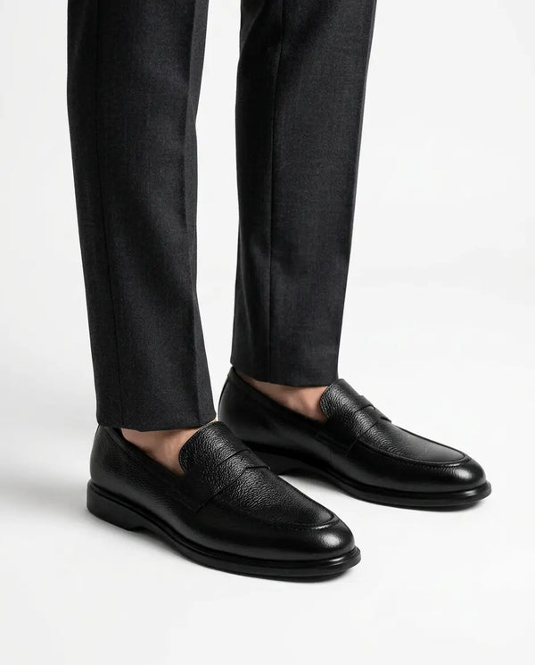 Executive Leather Penny Loafer - Black