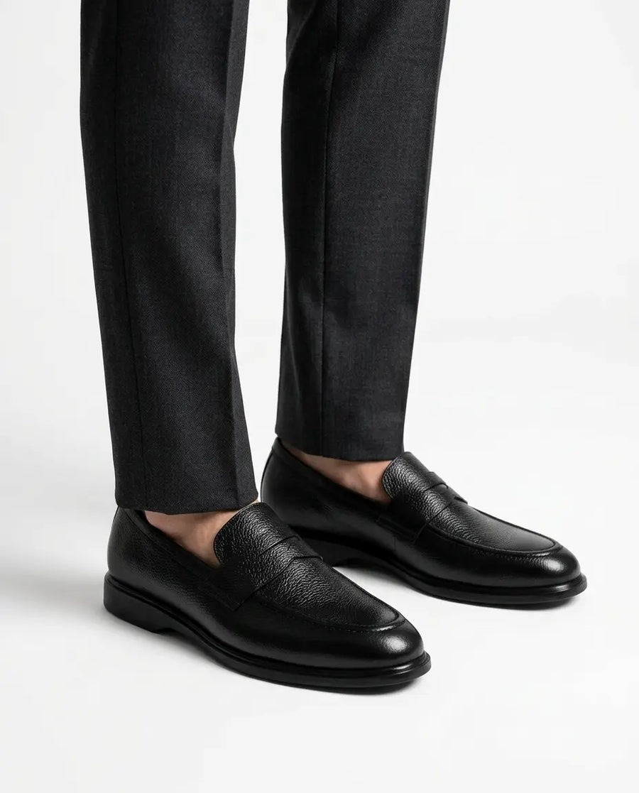 Executive Leather Penny Loafer - Black