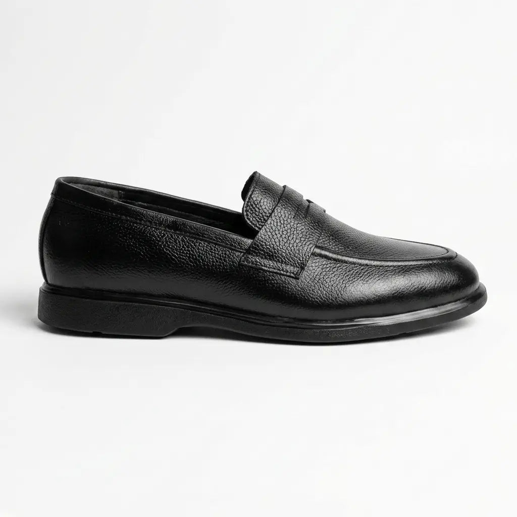 Executive Leather Penny Loafer - Black