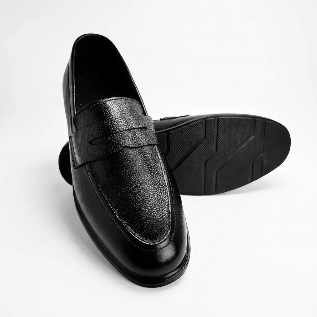 Executive Leather Penny Loafer - Black
