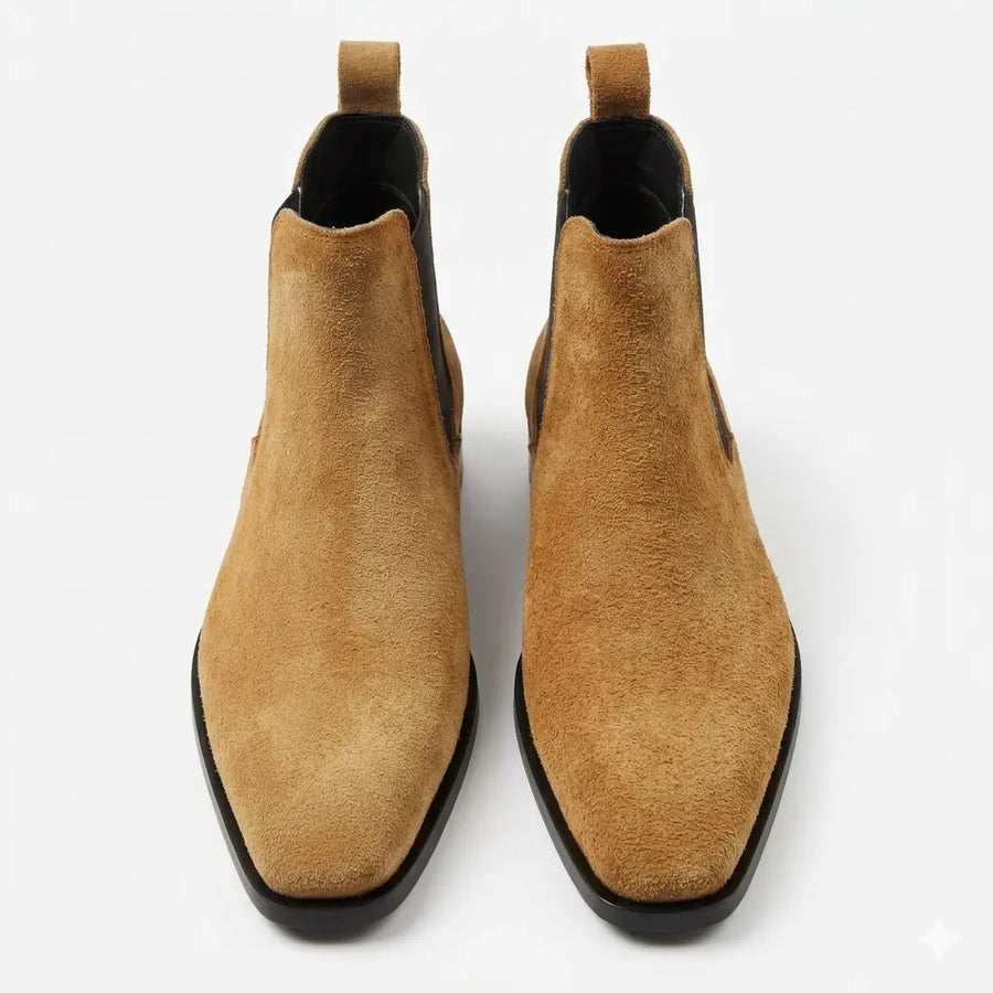Italian Cut Down Toe Suede Chelsea - Beige