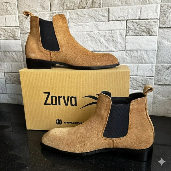 Italian Cut Down Toe Suede Chelsea - Beige