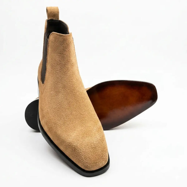 Italian Cut Down Toe Suede Chelsea - Beige