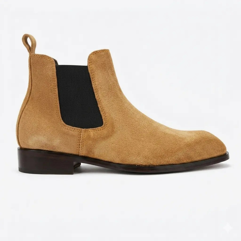 Italian Cut Down Toe Suede Chelsea - Beige