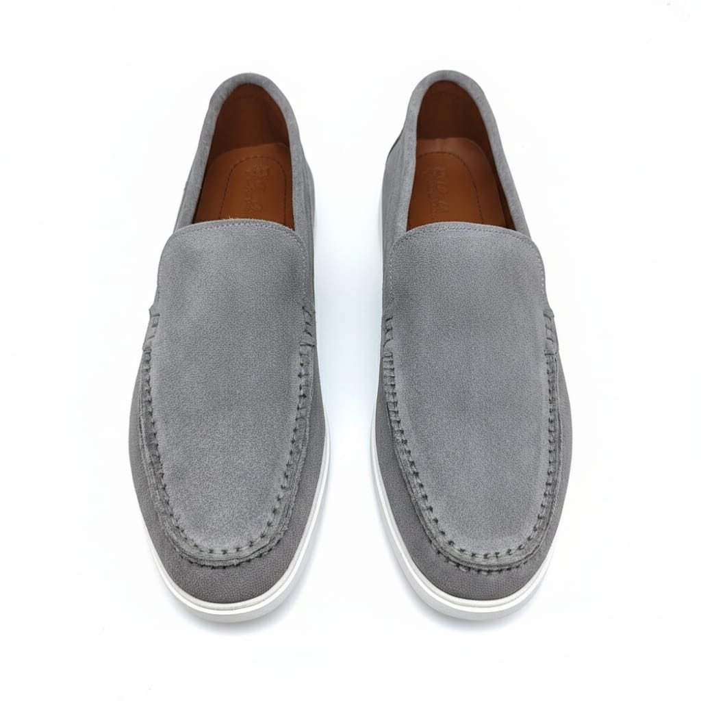 Premium Suede Leather Loafers - Grey