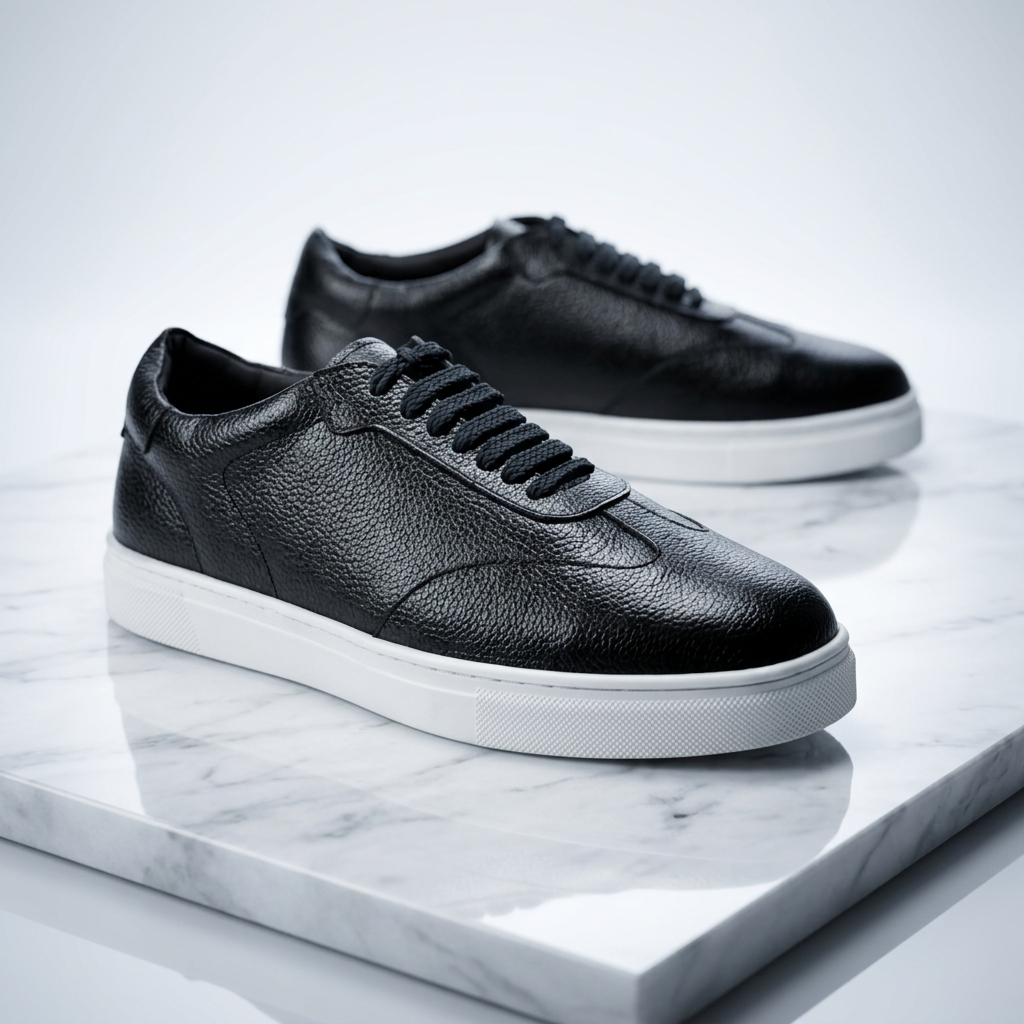 Zorva Meridian - Pebbled Leather Sneaker | Black