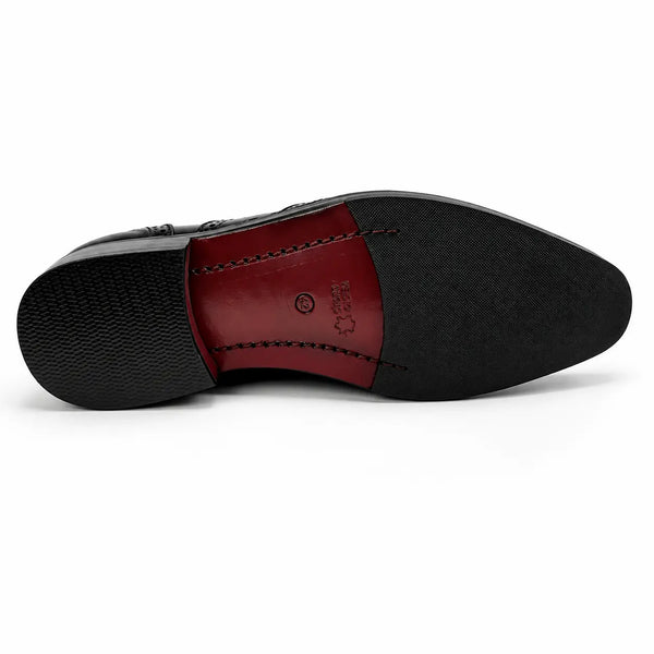 BROUGE Italian Cut Down Toe Chelsea - Laces & Side Zip - Black