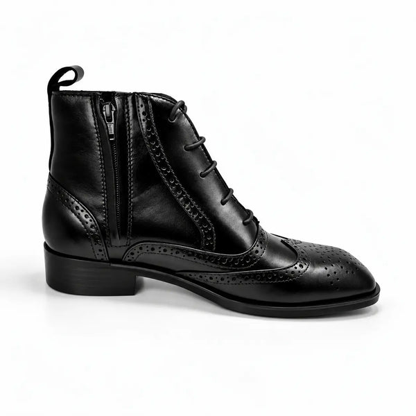 BROUGE Italian Cut Down Toe Chelsea - Laces & Side Zip - Black