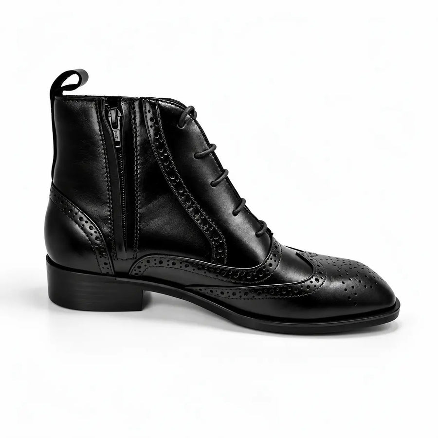 BROUGE Italian Cut Down Toe Chelsea - Laces & Side Zip - Black