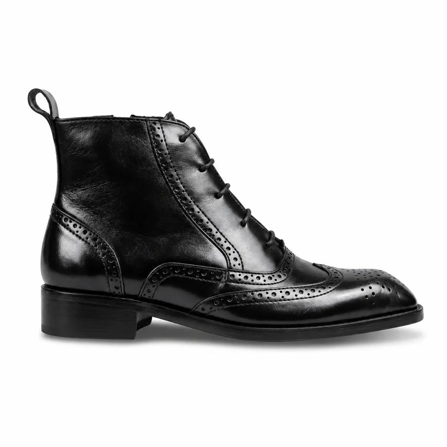 BROUGE Italian Cut Down Toe Chelsea - Laces & Side Zip - Black