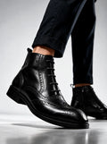 BROUGE Italian Cut Down Toe Chelsea - Laces & Side Zip - Black