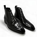 BROUGE Italian Cut Down Toe Chelsea - Laces & Side Zip - Black