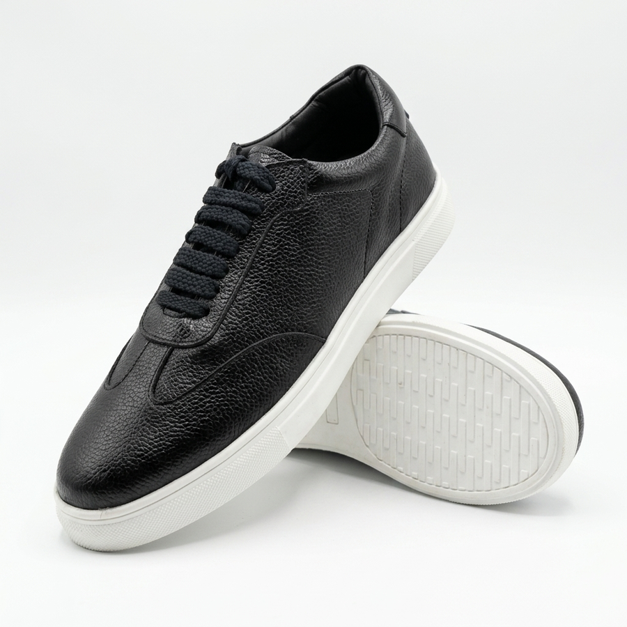 Zorva Meridian - Pebbled Leather Sneaker | Black