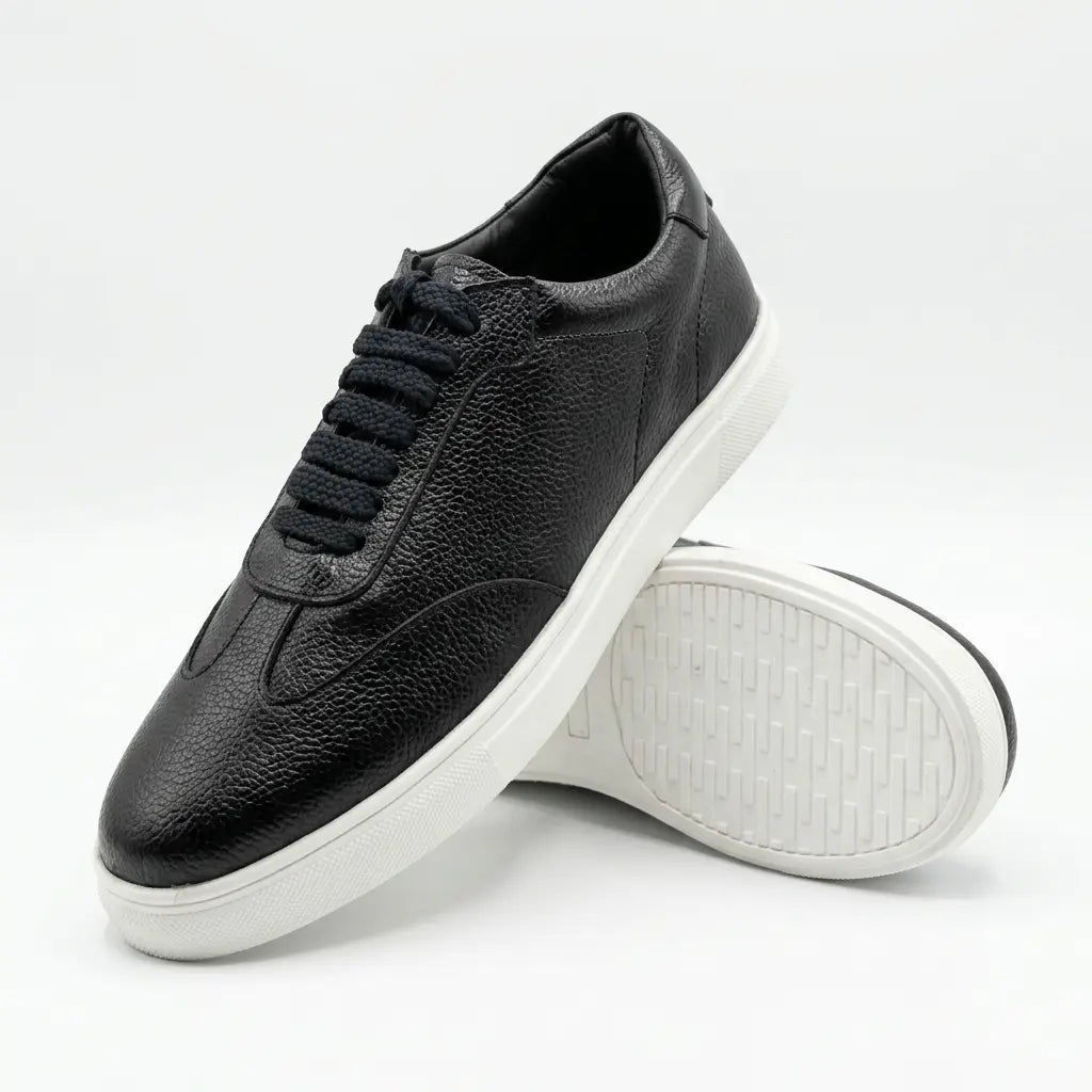 Zorva Meridian - Pebbled Leather Sneaker | Black