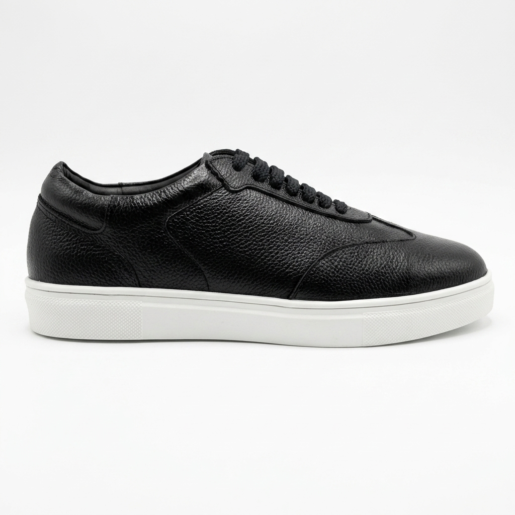 Zorva Meridian - Pebbled Leather Sneaker | Black