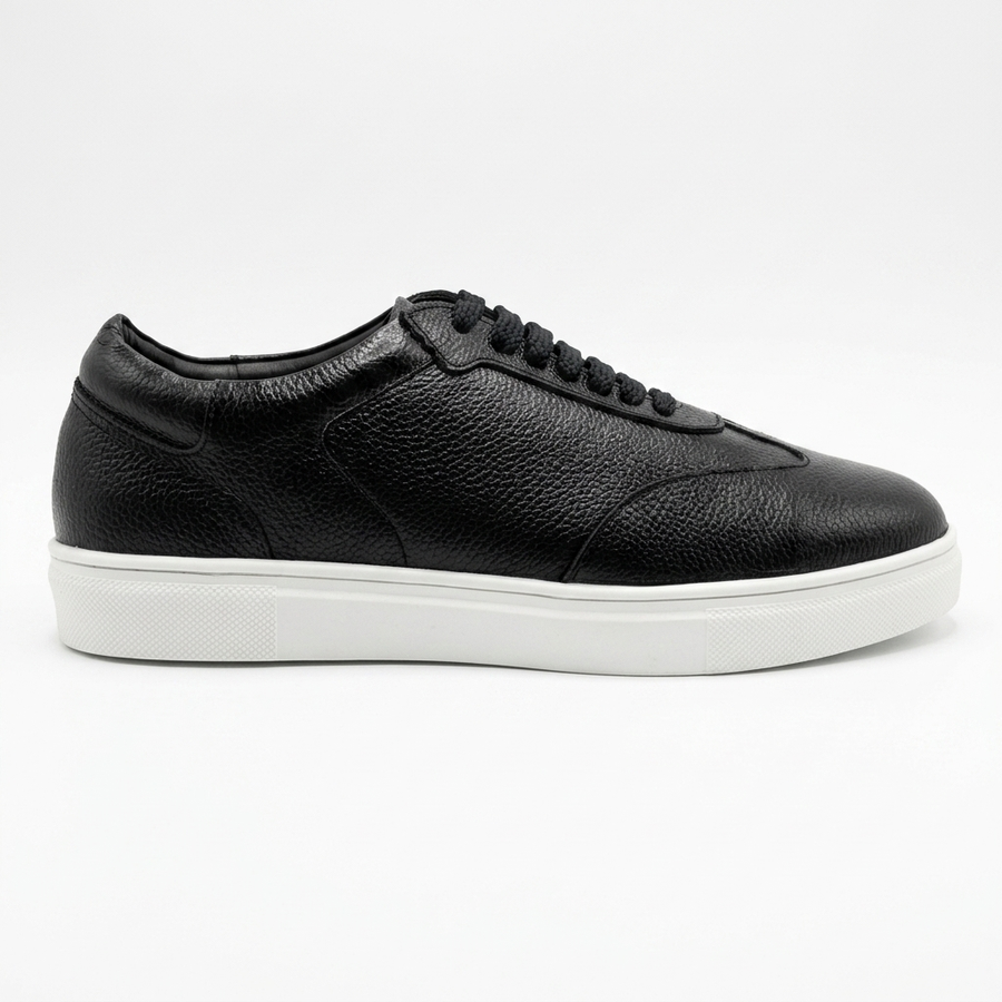 Zorva Meridian - Pebbled Leather Sneaker | Black