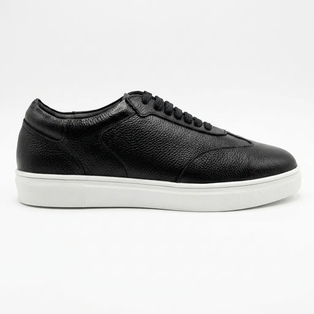 Zorva Meridian - Pebbled Leather Sneaker | Black