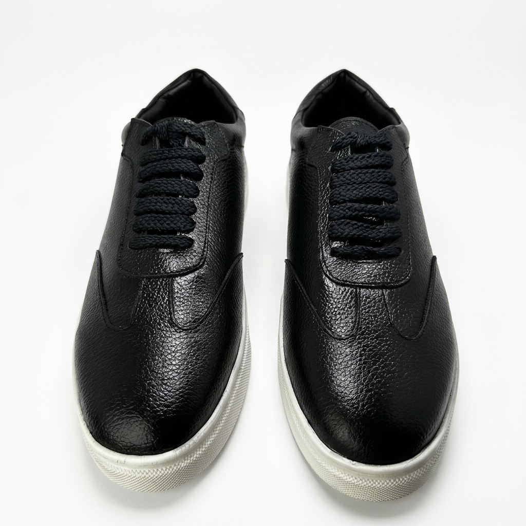 Zorva Meridian - Pebbled Leather Sneaker | Black