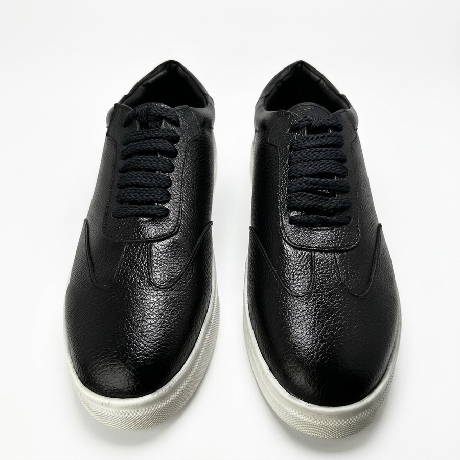 Zorva Meridian - Pebbled Leather Sneaker | Black