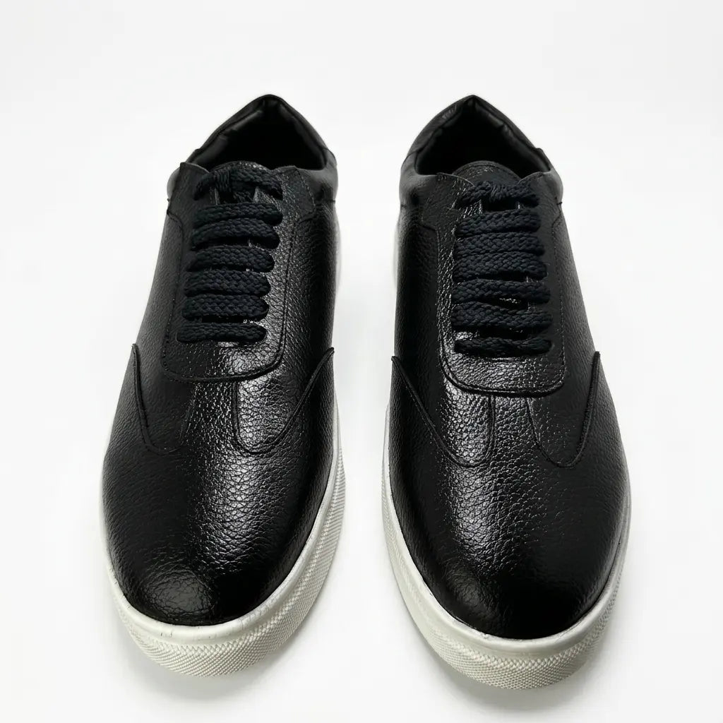 Zorva Meridian - Pebbled Leather Sneaker | Black