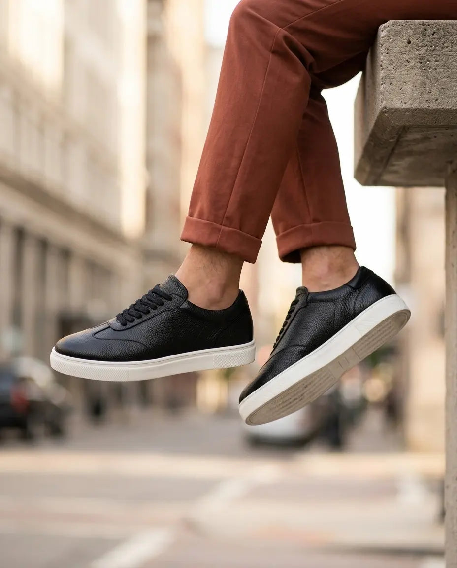 Zorva Meridian - Pebbled Leather Sneaker | Black