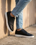Zorva Meridian - Pebbled Leather Sneaker | Black