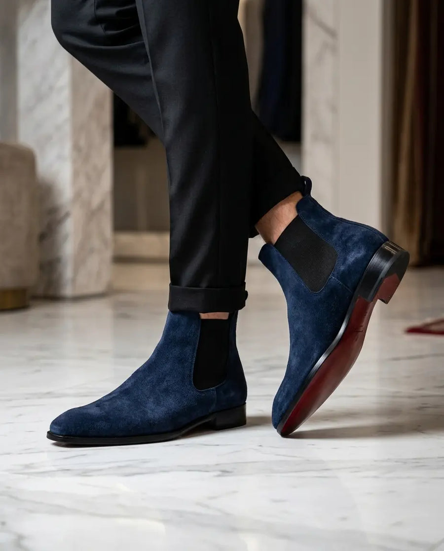 Italian Cut Down Toe Suede Chelsea - Royal Blue