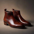 Two Inch Cuban Heel & Pointed Toe Leather Chelsea - Brown