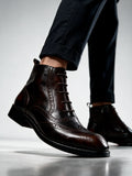 BROUGE Italian Cut Down Toe Chelsea - Laces & Side Zip - Patina
