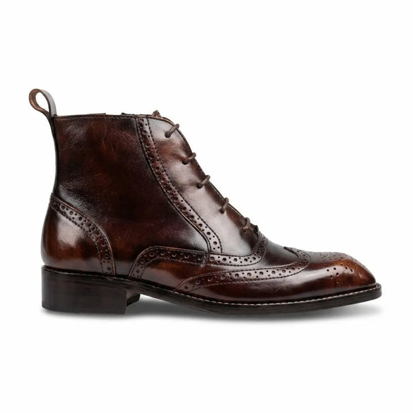 BROUGE Italian Cut Down Toe Chelsea - Laces & Side Zip - Patina