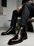 BROUGE Italian Cut Down Toe Chelsea - Laces & Side Zip - Patina