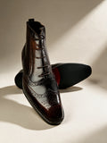 BROUGE Italian Cut Down Toe Chelsea - Laces & Side Zip - Patina