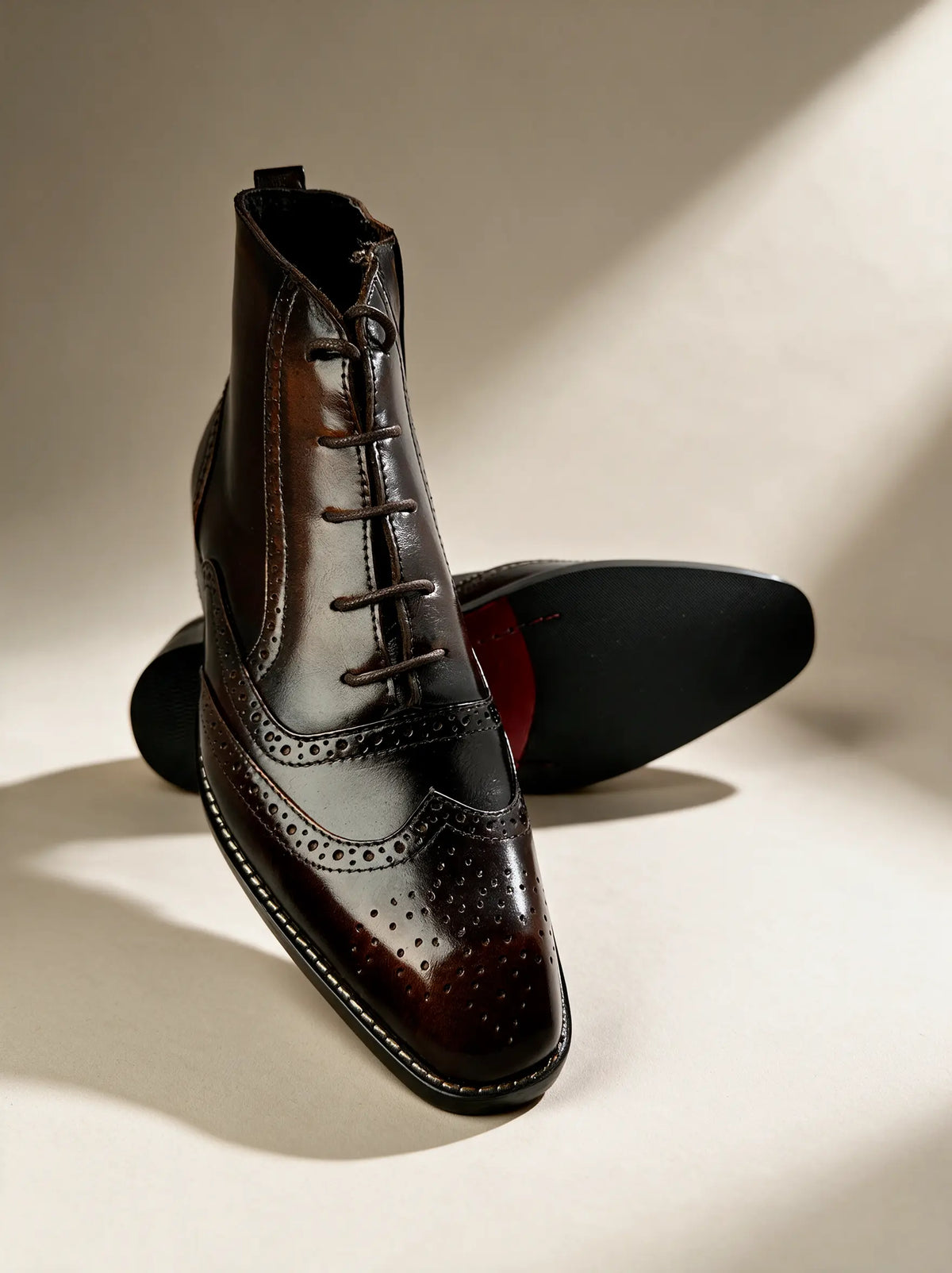 BROUGE Italian Cut Down Toe Chelsea - Laces & Side Zip - Patina