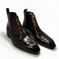 BROUGE Italian Cut Down Toe Chelsea - Laces & Side Zip - Patina