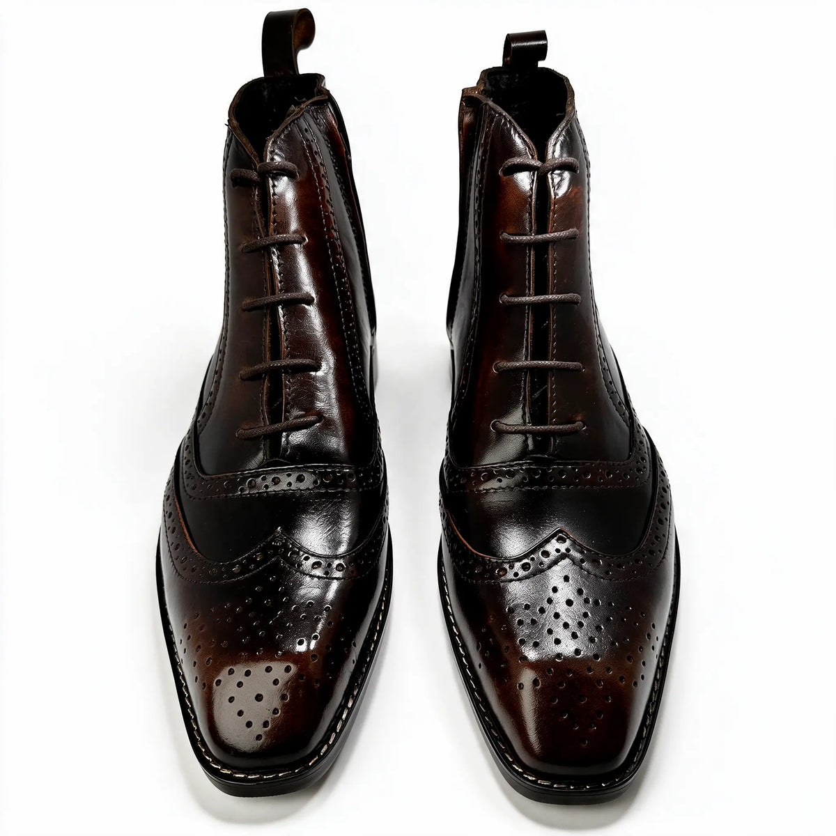 BROUGE Italian Cut Down Toe Chelsea - Laces & Side Zip - Patina