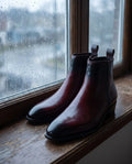 Two Inch Cuban Heel & Pointed Toe Leather Chelsea - Burgundy